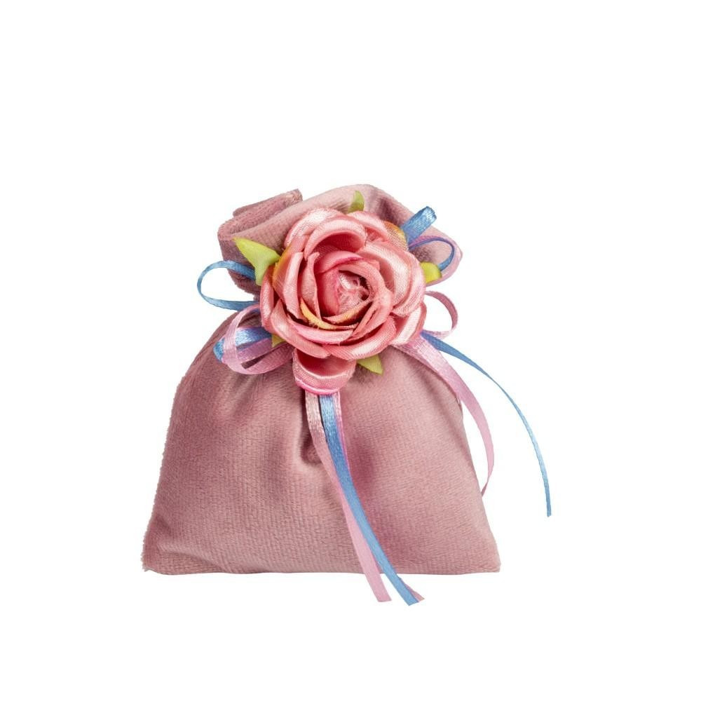 SACCHETTO MINI VELLUTO CM8X11H ROSA ANTICO